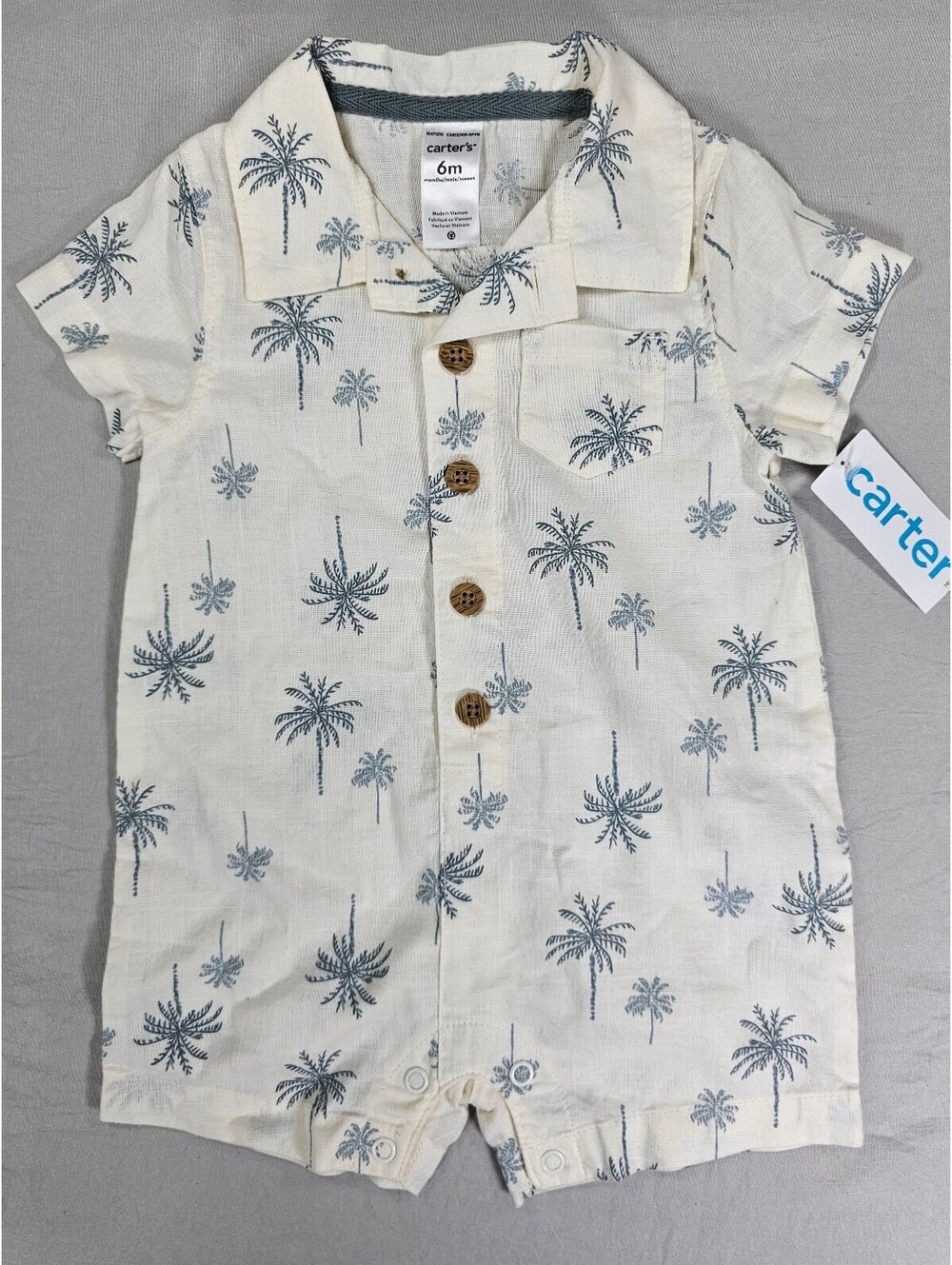 Carter's Baby 100% Cotton Palm Tree Print Romper.  Size 6m . NWT